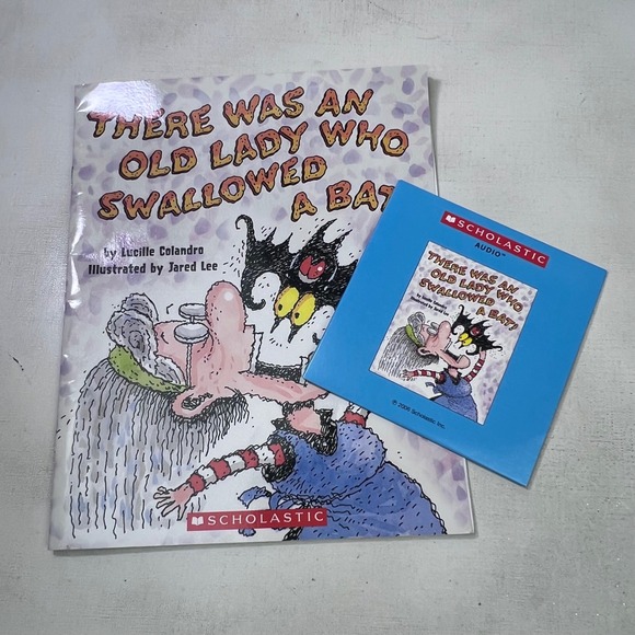 Scholastic Other - Scholastic There Was an Old Lady Who Swallowed a Bat Book & Audio CD Halloween